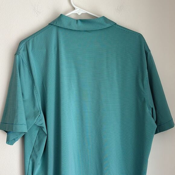 Peter Millar Men’s stripped summer comfort golf polo green blue size large READ! - Picture 9 of 10